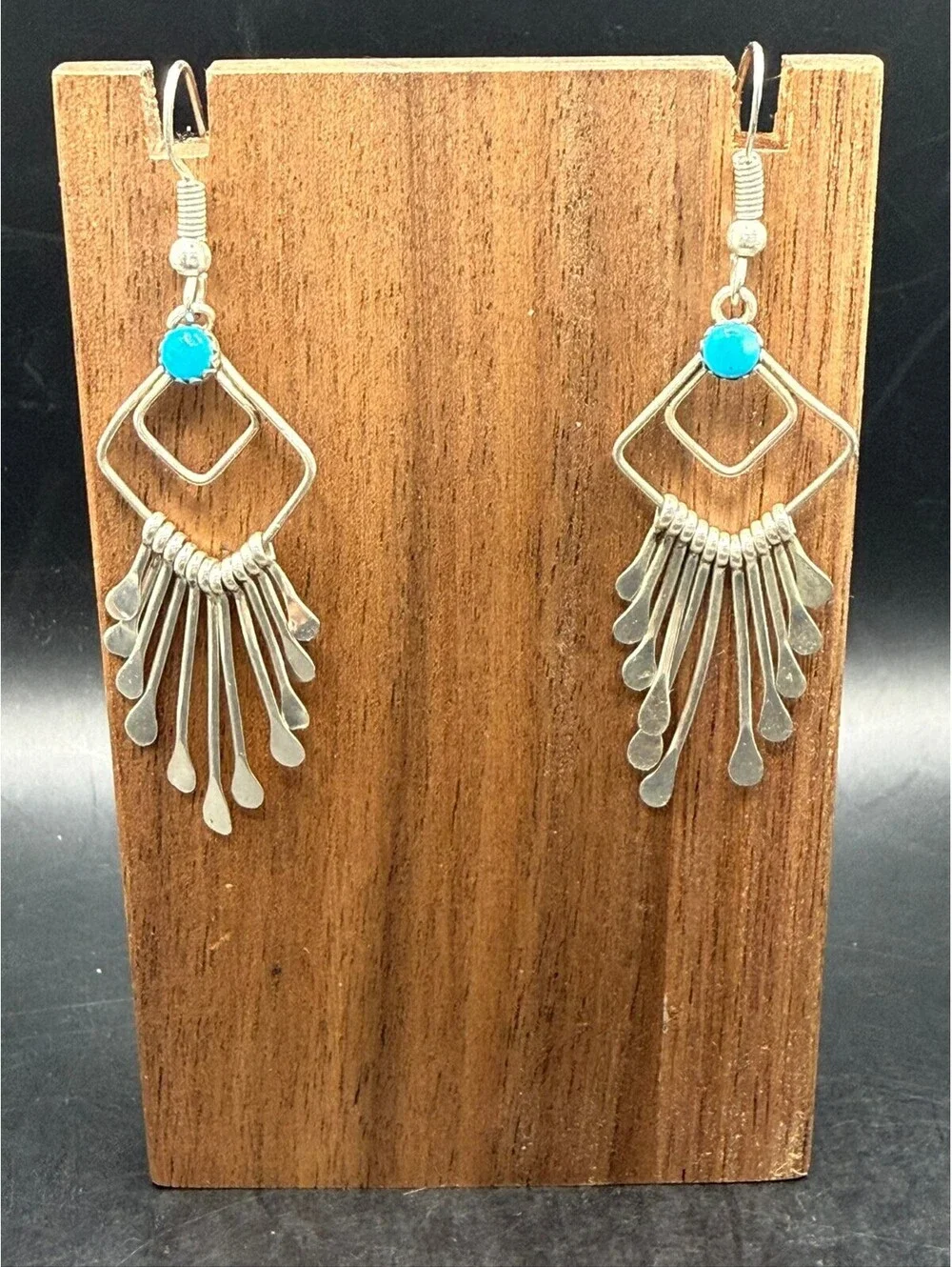 Handcrafted Sterling Silver Turquoise Dreamcatcher Dangle Earrings
